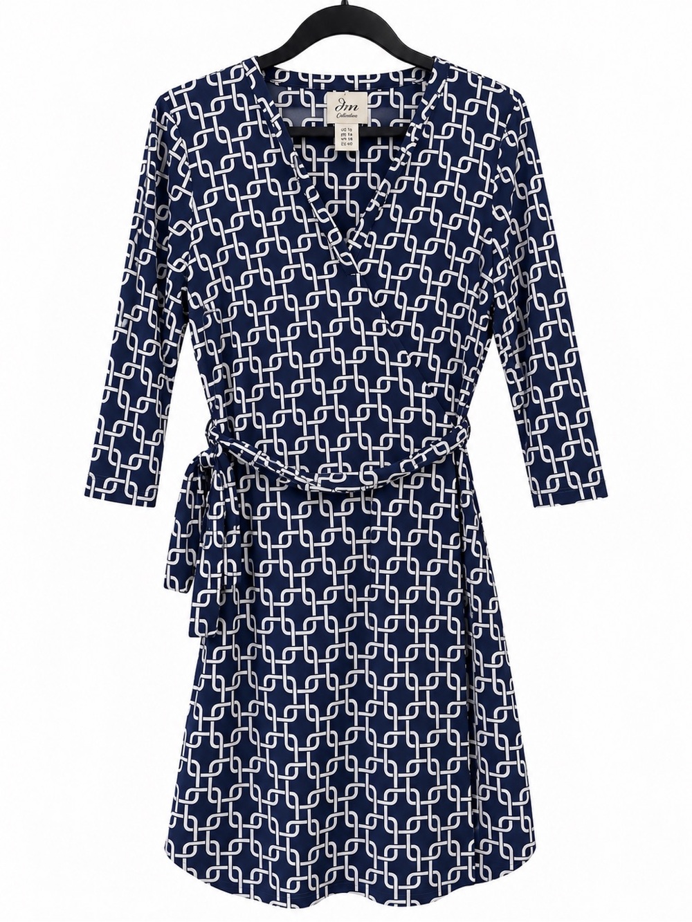 JM Collection Navy & White Chain-Print Wrap Coverup Dress